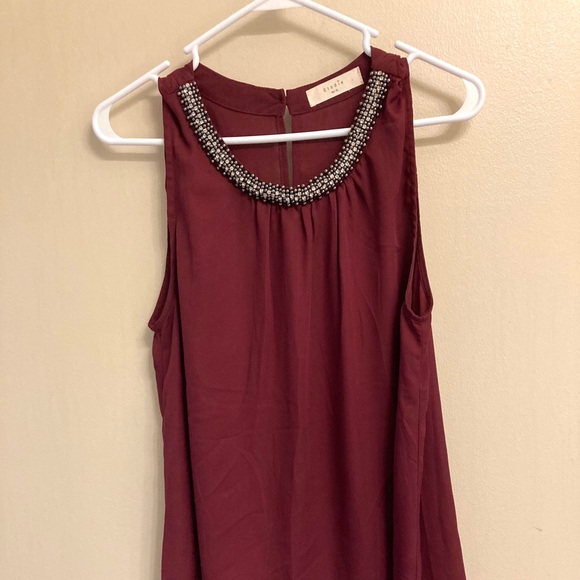 Elodie Maroon Beaded Sleeveless Blouse XL - Picture 3 of 8
